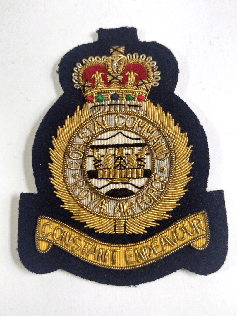 Royal Air Force Coastal Command Blazer Badge Patch QC Bullion Wire Hand Made 9cm Main Image