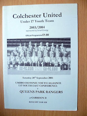 2003 Colchester United U-17 Youth: SOUTH EAST CONFERENCE v QUEENS PARK RANGERS Main Image