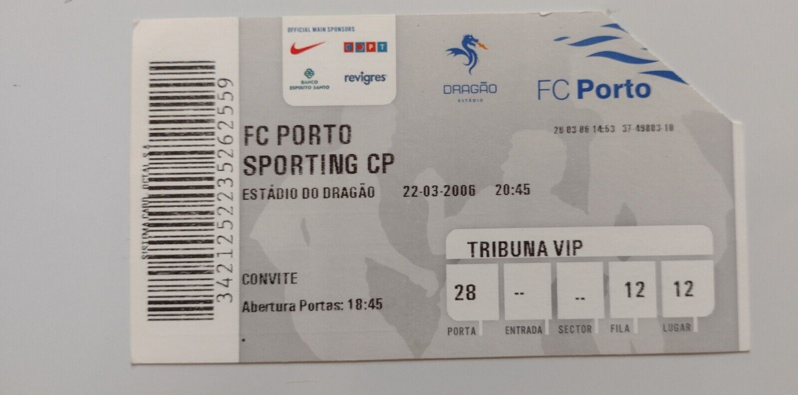 Ticket 2006 FC Porto v Sporting CP 22 March Main Image