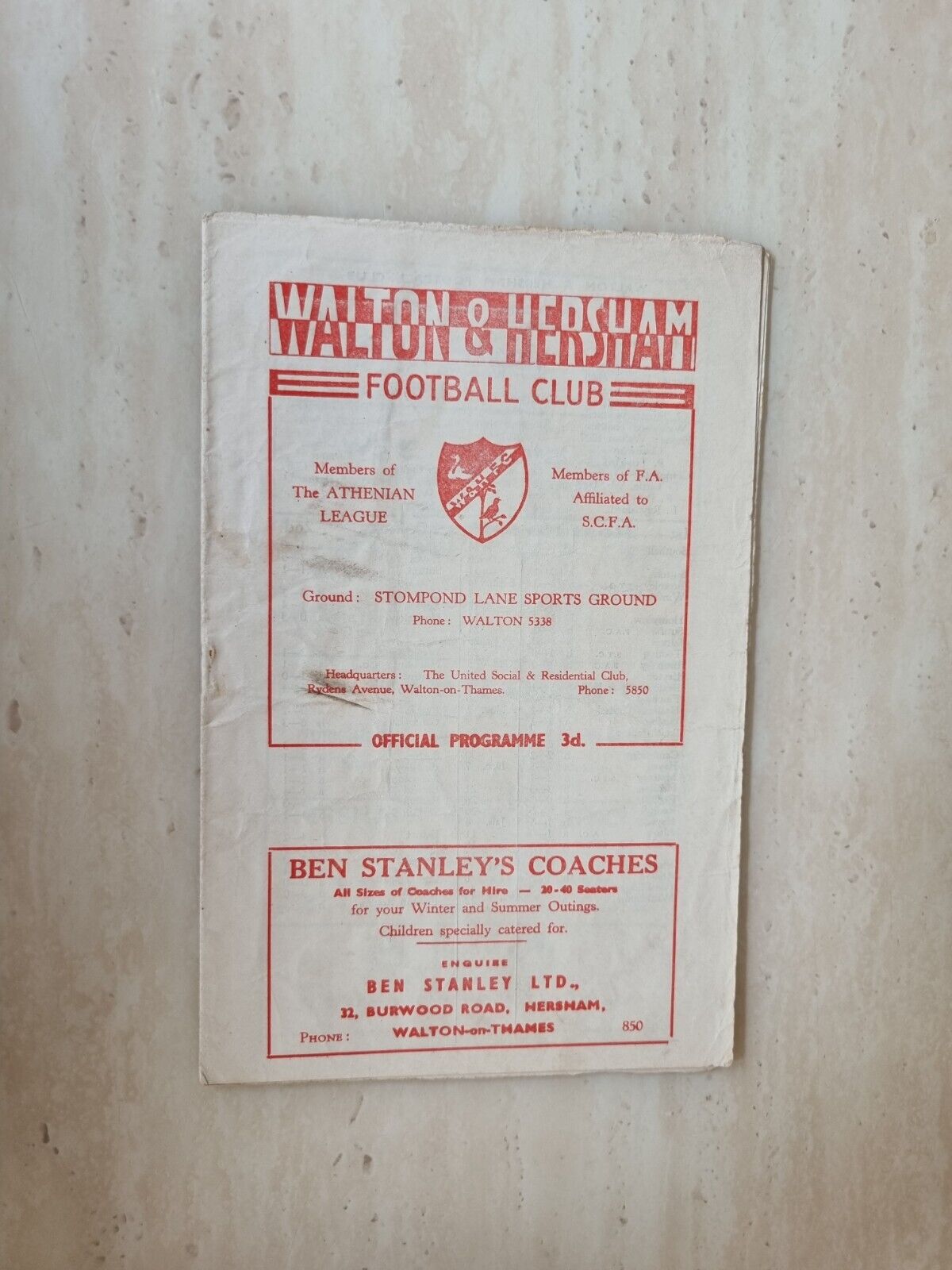 1958 Walton & Hersham v Frinton Rovers - 22nd February Main Image