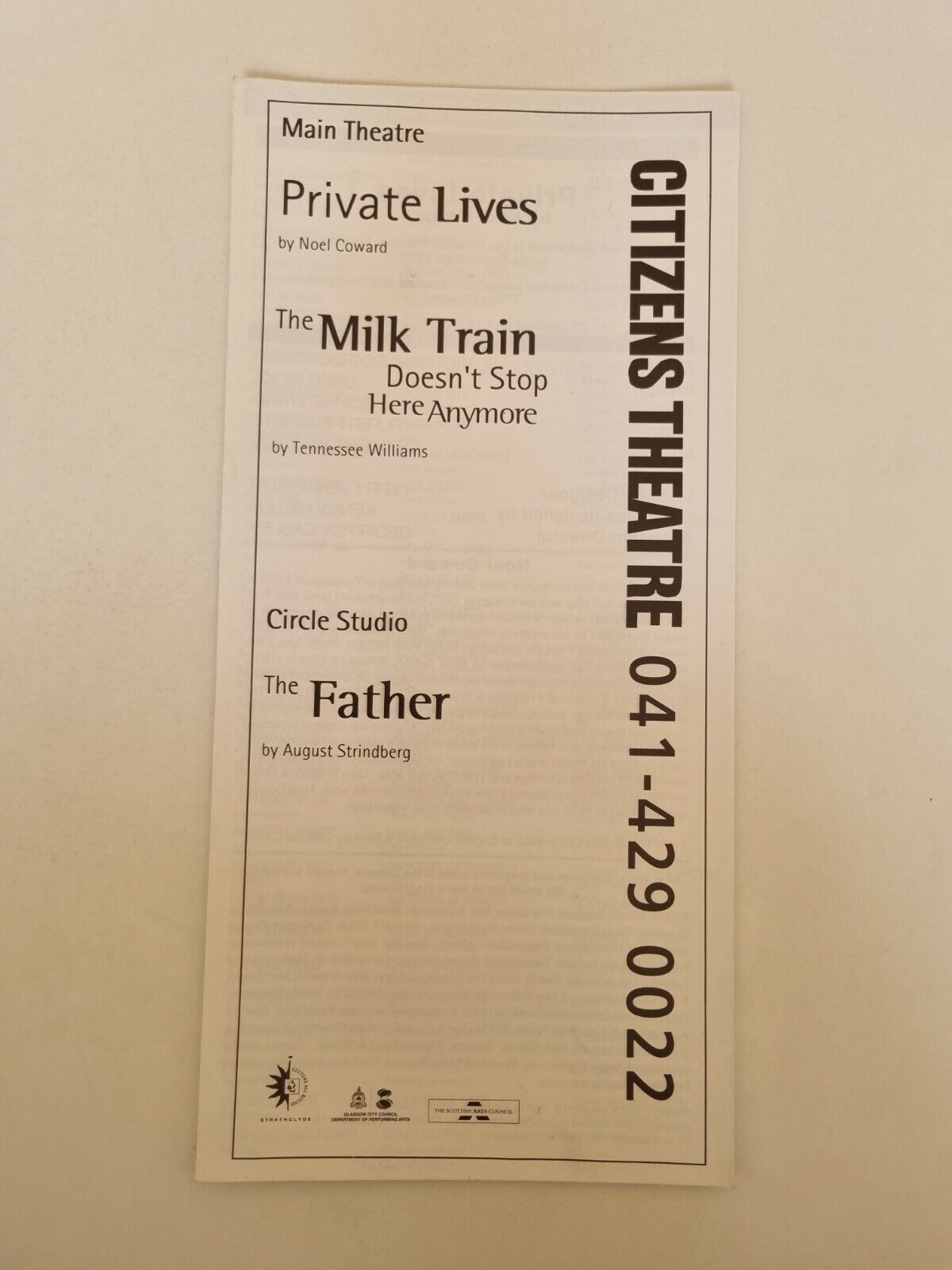 PRIVATE LIVES / THE MILK TRAIN DOESN'T STOP HERE ANYMORE / THE FATHER Main Image