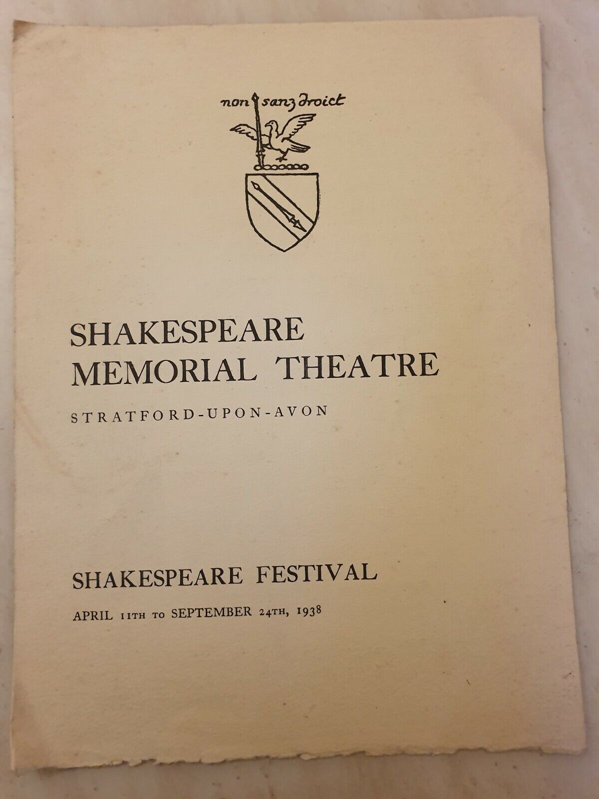 1938 SHAKESPEARE MEMORIAL THEATRE: THE COMEDY OF ERRORS - MICHAEL GOODLIFFE Main Image