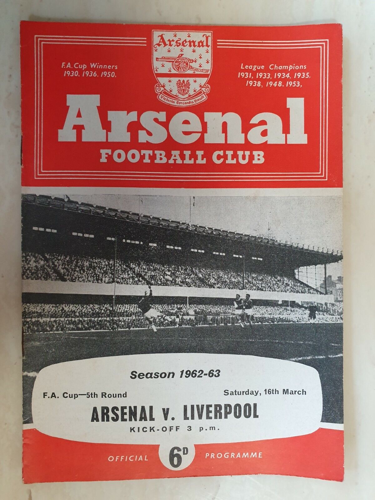 1963 FA CUP ARSENAL v LIVERPOOL - 5th Round 16th March Main Image