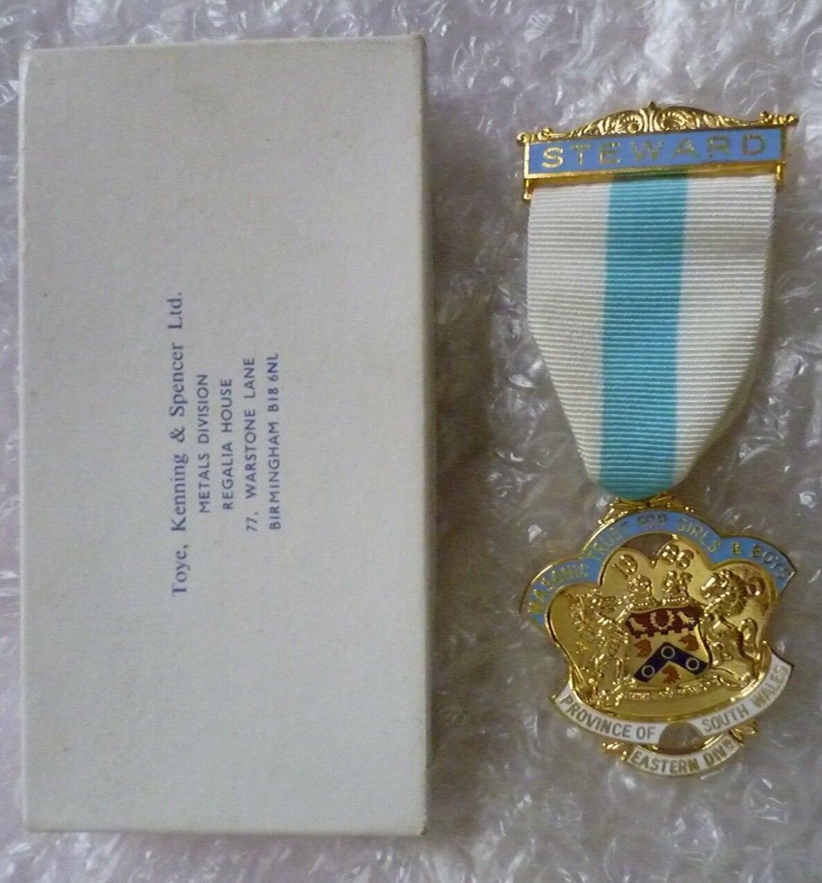 Masonic Trust for Girls & Boys Steward Breast Jewel / Freemasons Medal with Box Main Image