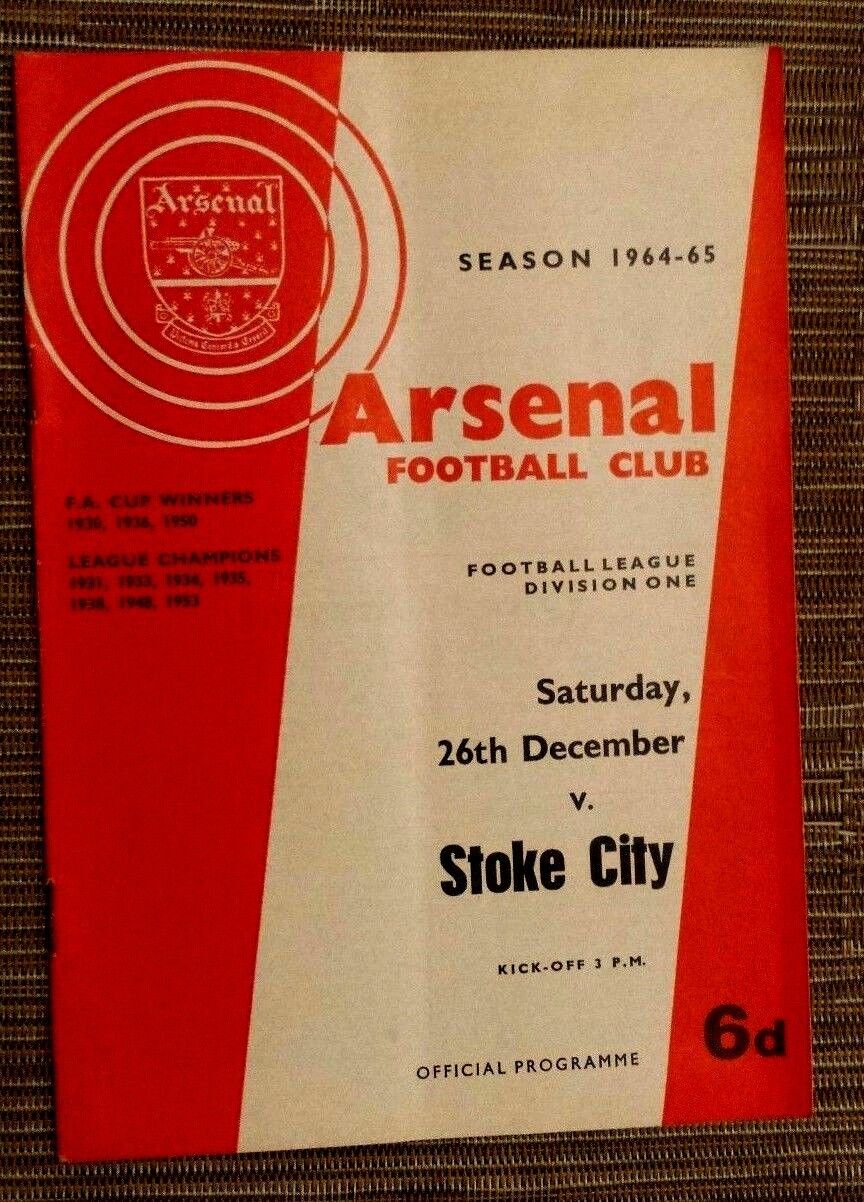 1964/65 FOOTBALL LEAGUE: ARSENAL v STOKE CITY - 26th DECEMBER Main Image