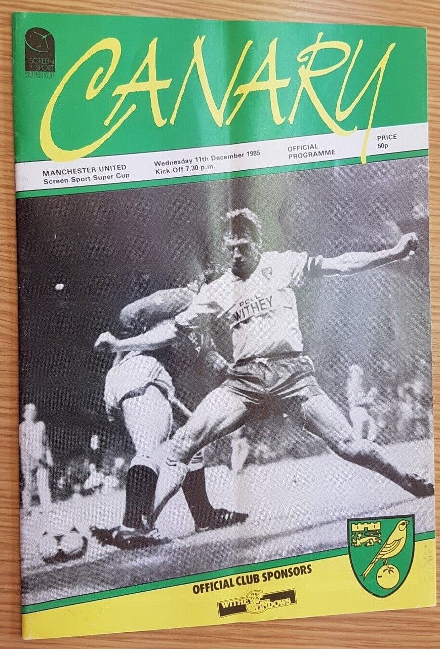 1985.NORWICH CITY v MANCHESTER UNITED SCREEN SPORT SUPER CUP 11th December Main Image