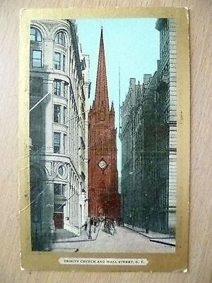 Religious Postcard- Trinity Church & Wall Street, NY-Ullman's Gold Border Series Main Image