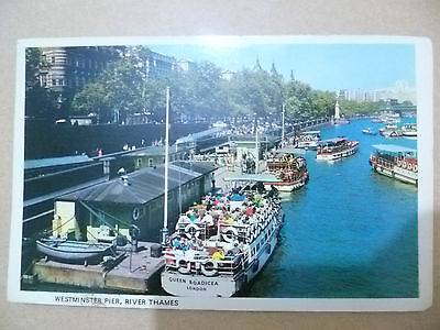 1900s Postcard Westminster Pier River Thames London with Stamp Main Image