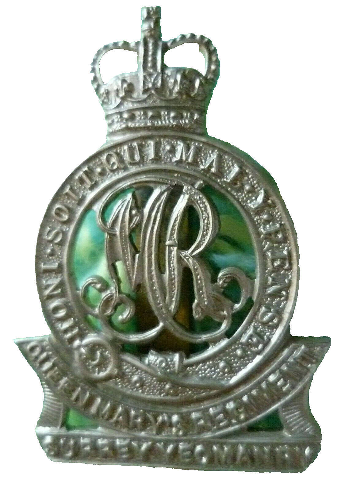 Queen Mary's Regiment Surrey Yeomanry Cap Badge QC WM Slider Antique Original Main Image