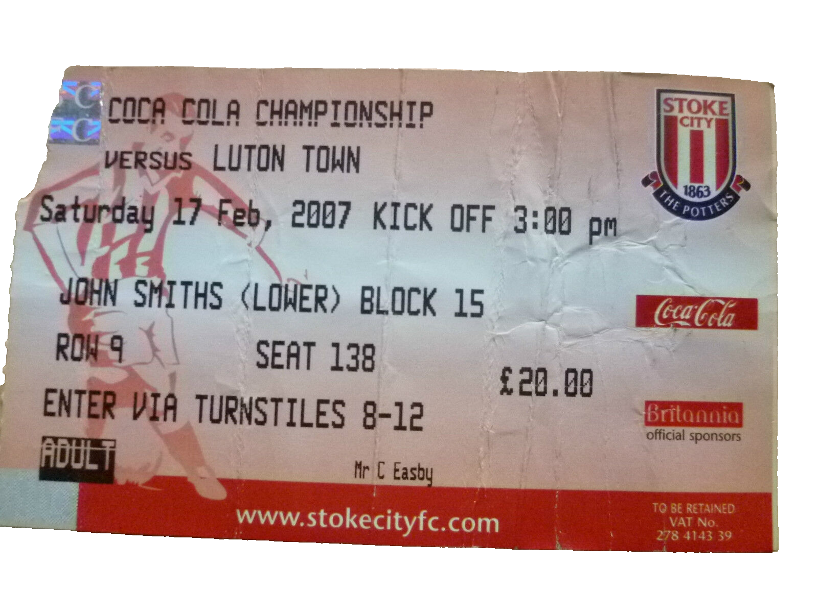 Stoke City v Luton Town Coca Cola Championship 17th February 2007 Main Image