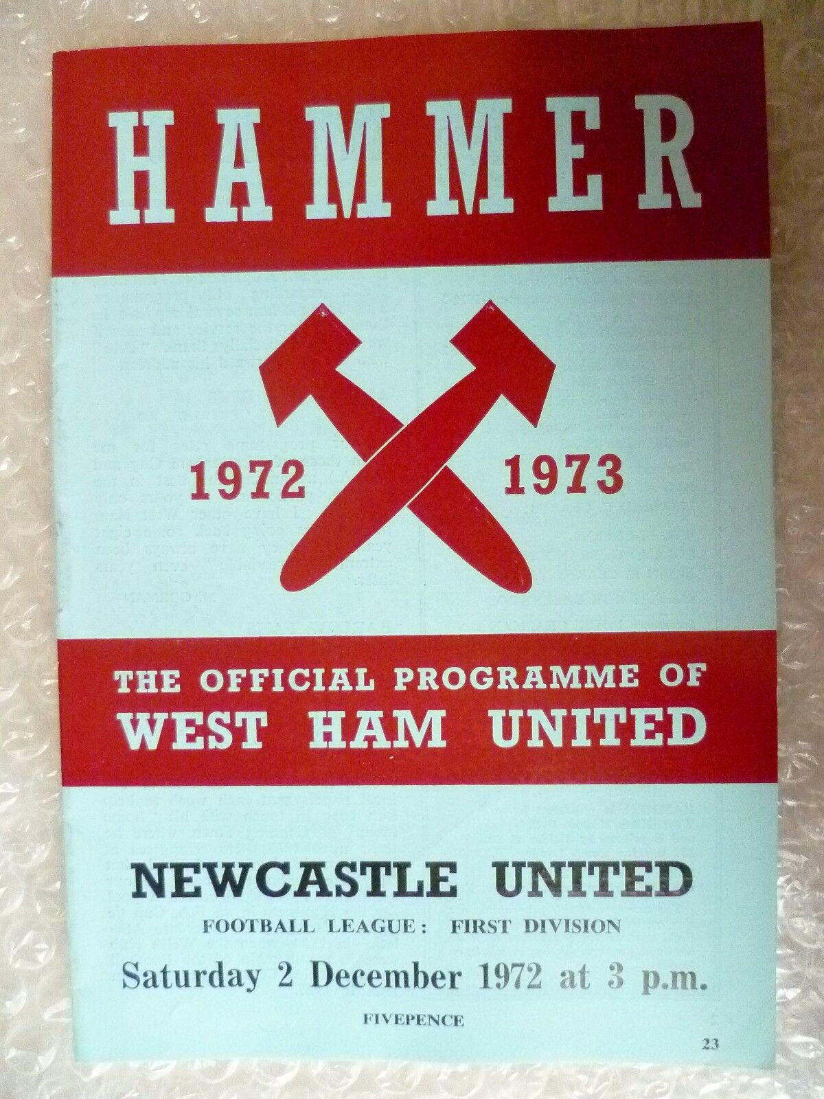 1972 WEST HAM UNITED v NEWCASTLE UNITED, 2nd Dec (League Division One) Main Image
