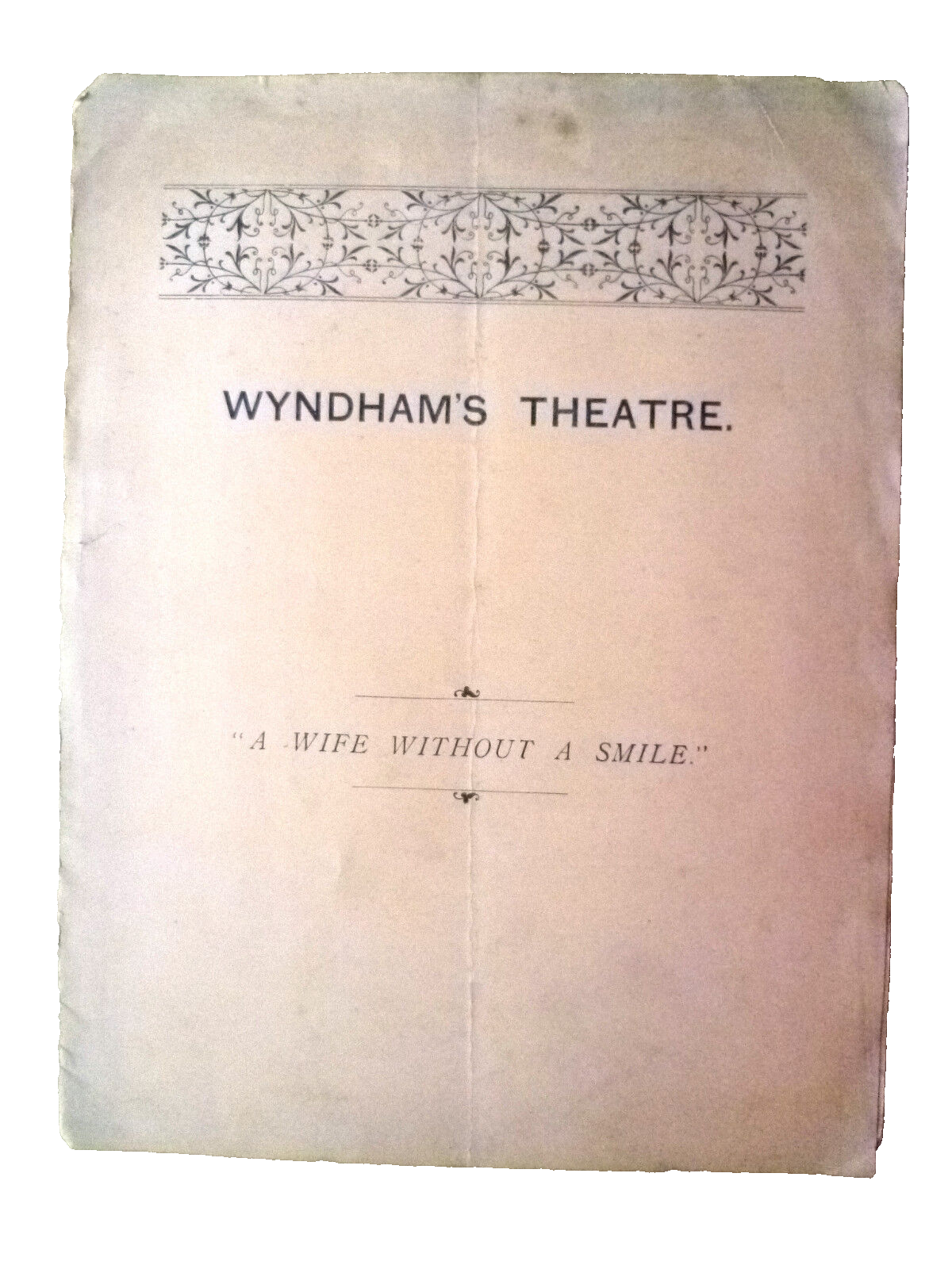 Theatre Programme A Wife Without A Smile / Miss Fanny Wentworth Main Image