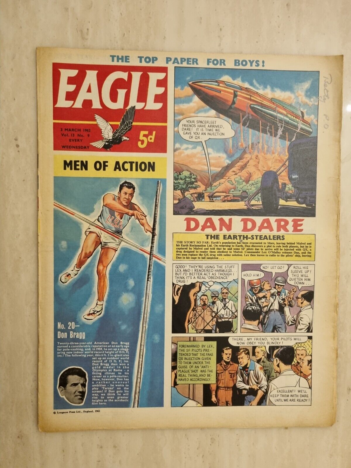 Eagle Comic Vol 13 No 9, 3rd March 1962 Dan Dare Man of Action Don Bragg Main Image