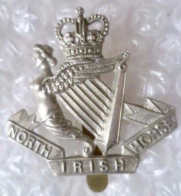 North Irish Horse Yeomanry Cap Badge QC All White Metal Antique Original Main Image