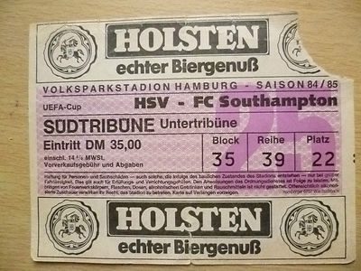 Ticket 1984/85 UEFA CUP- HSV v FC SOUTHAMPTON Main Image