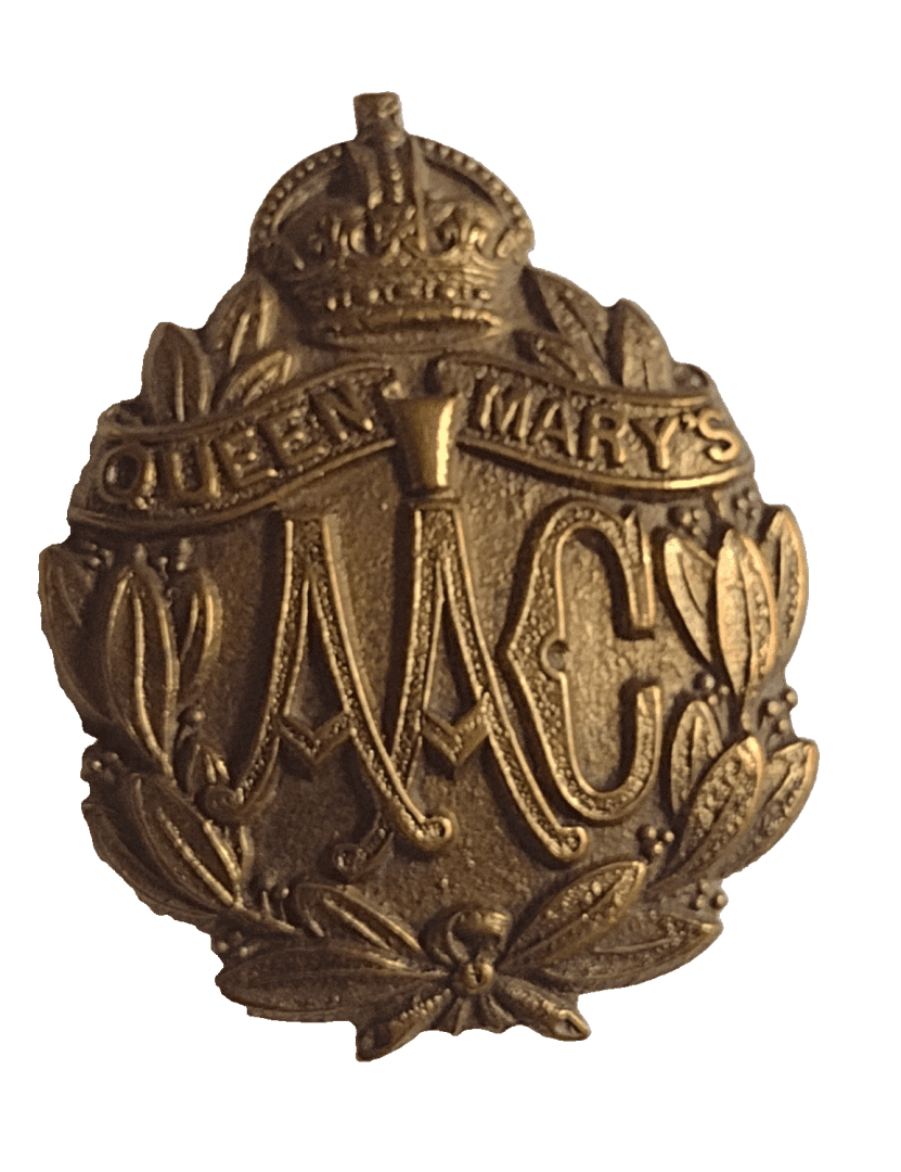 Original WW2 Queen Mary's Army Auxiliary Corps (QMAAC)Cap Badge KC Brass Vintage Main Image
