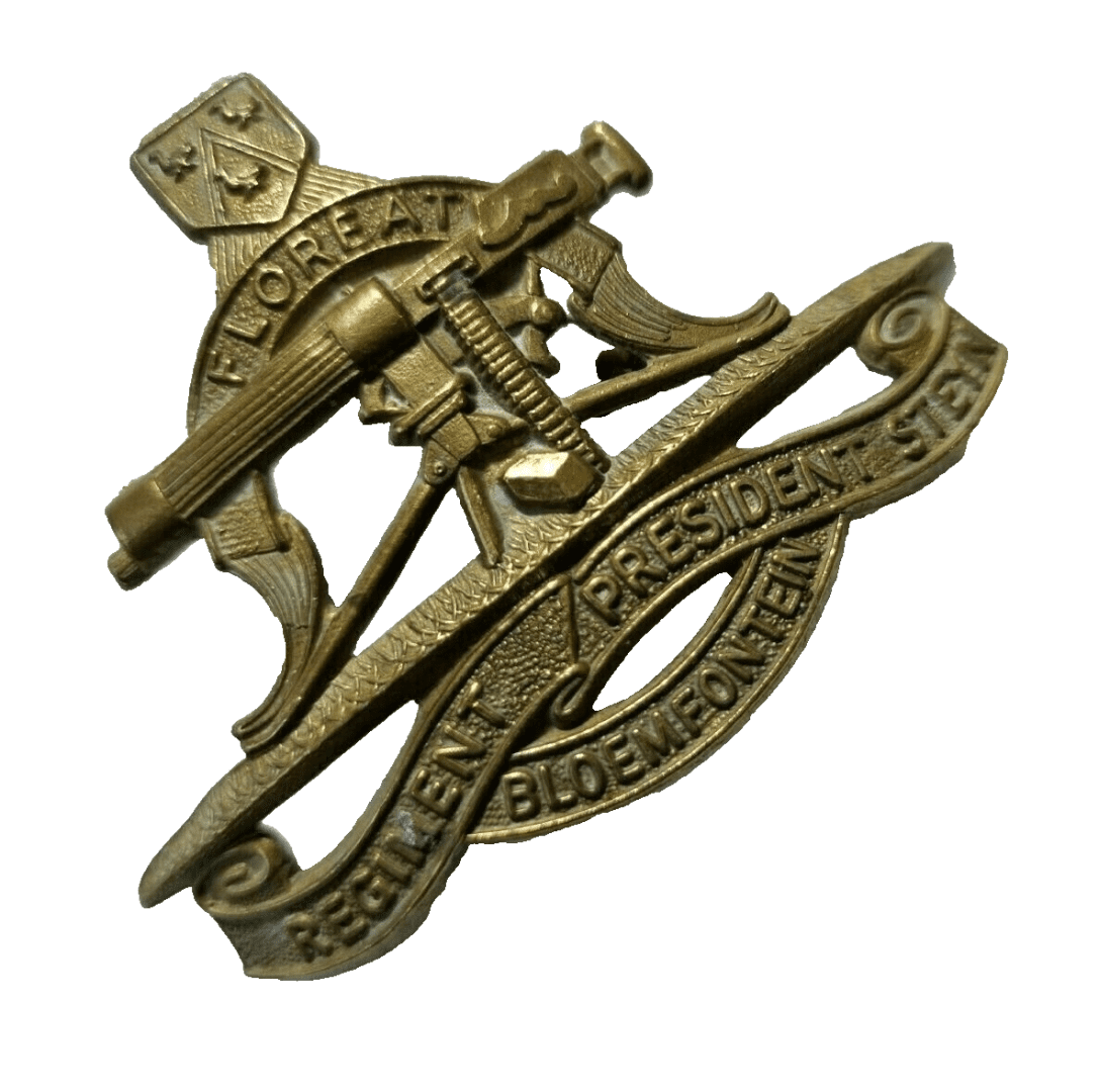 The Regiment President Steyn Bloemfontein Cap Badge All Brass 2 Lugs Antique Main Image