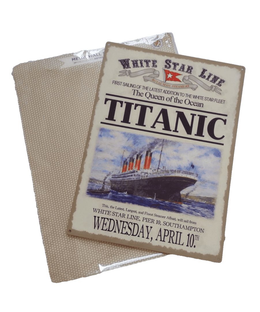 Titanic Advert White Star Line Queen of The Ocean Org Metal Wall Sign 40x30cm Main Image