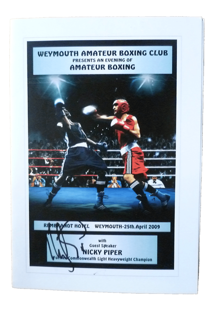 2009 Nicky Piper Hand Signed Boxing Dinner Menu -Weymouth Amateur at Rembrandt Main Image
