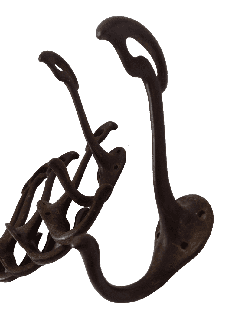 Victorian Cast Iron Hat & Coat Hook Hanger Pair Antique Rare Main Image