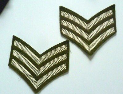 Sergeants 3 Chevron Insignia Rank Stripes Cloth Badge 55x106mm Pair New* Main Image
