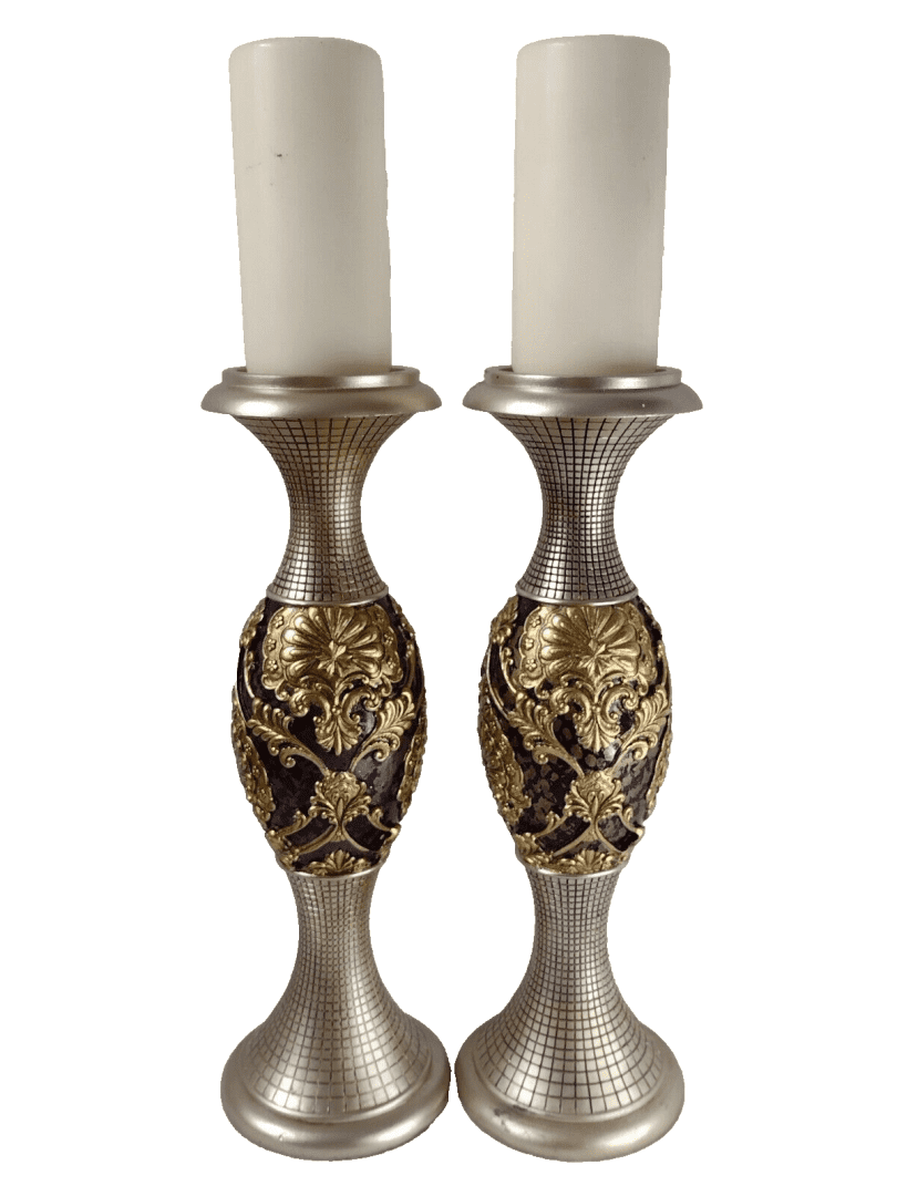 Large Pillar Candle Stand With Candle Modern Church & Home Deco 41cm Pair Main Image