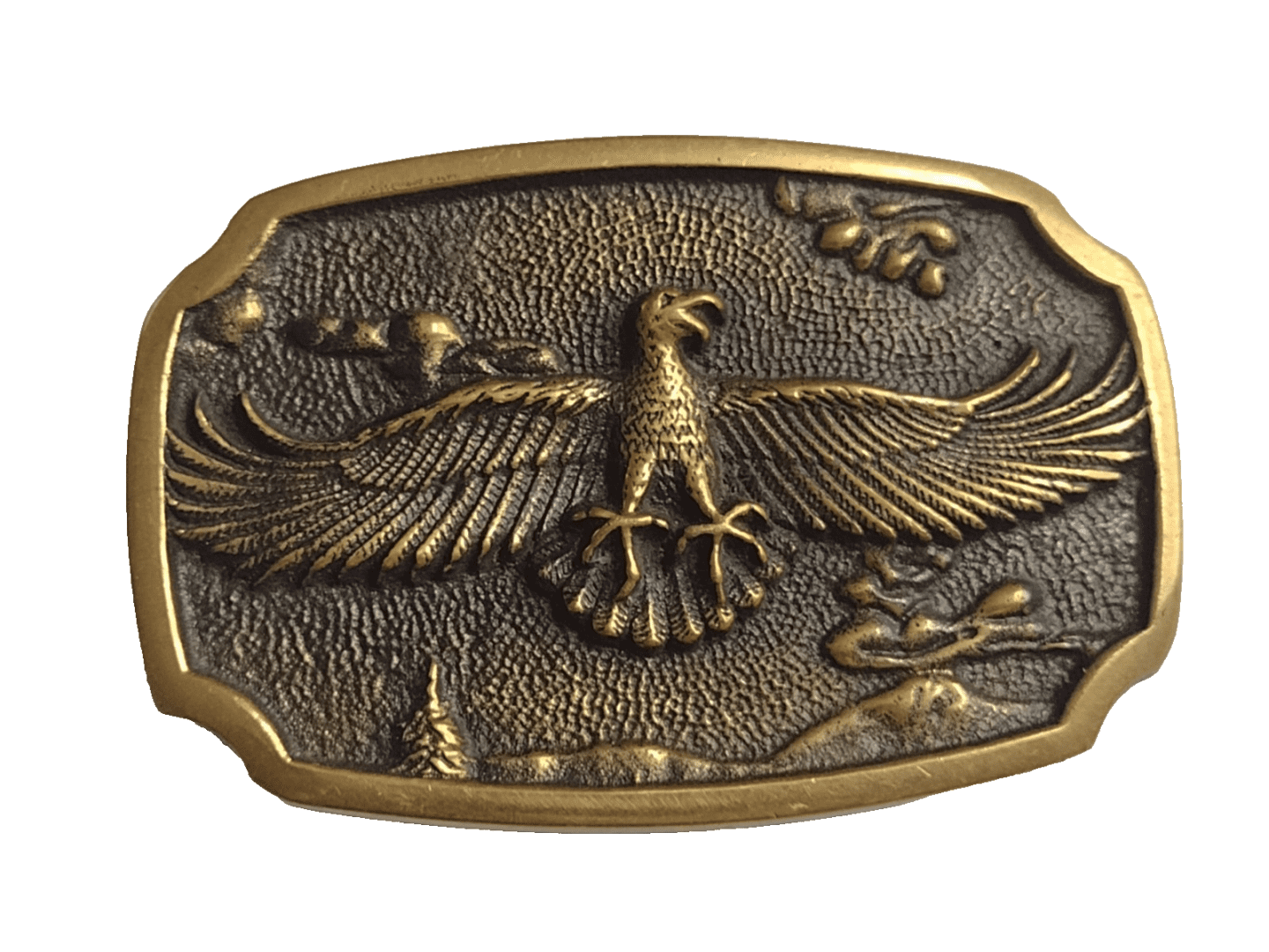 Original American Eagle Design Belt Buckle Solid Brass BTS made in USA 1978 Era Main Image