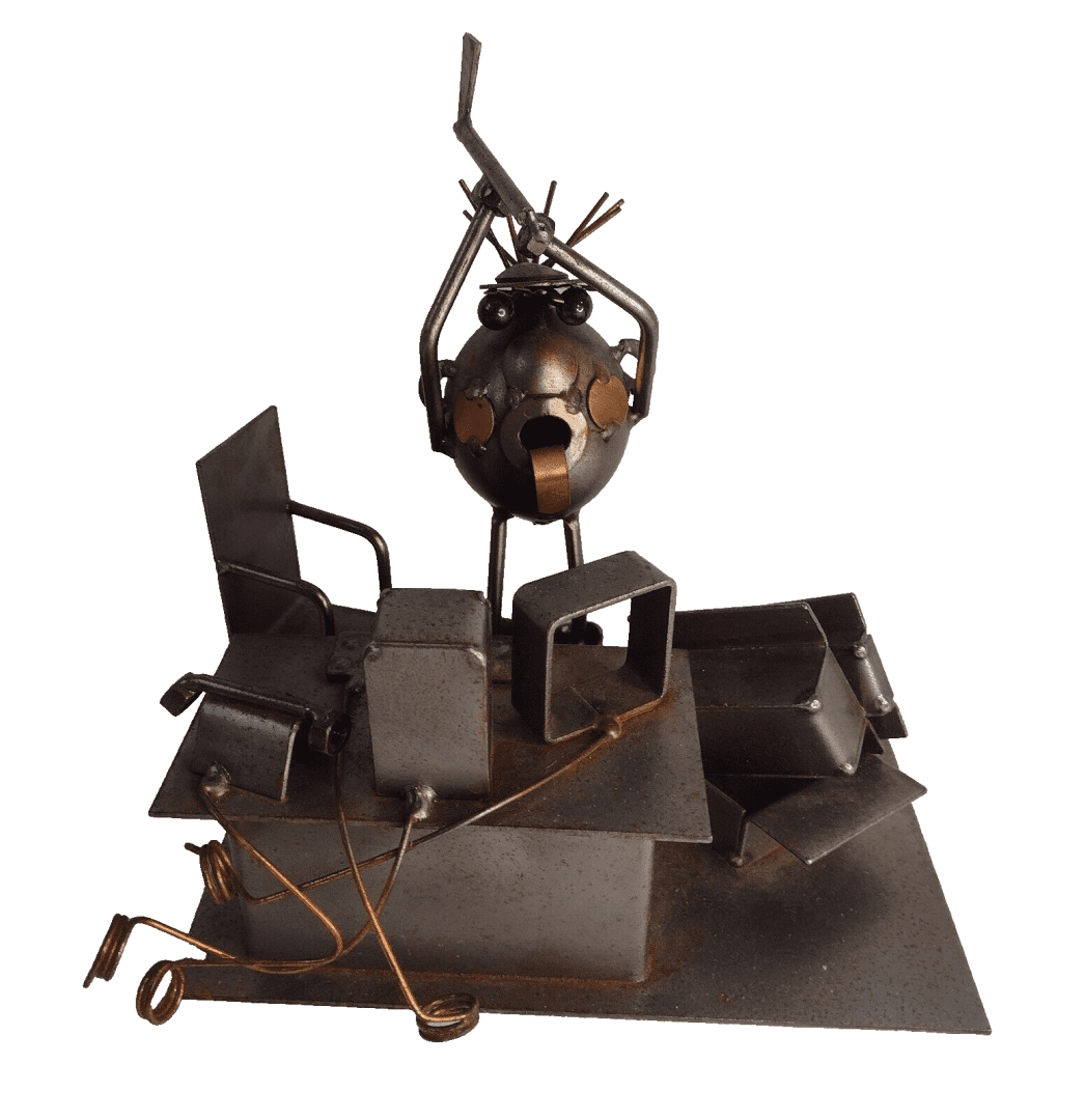 The Atrium Collection Steel Sculpture Boss Smashing Office Technology by Axe Org Main Image