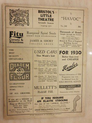 1929 Theatre Programme Havoc - William Roderick Cicely Walper Barbara Blatchford Main Image