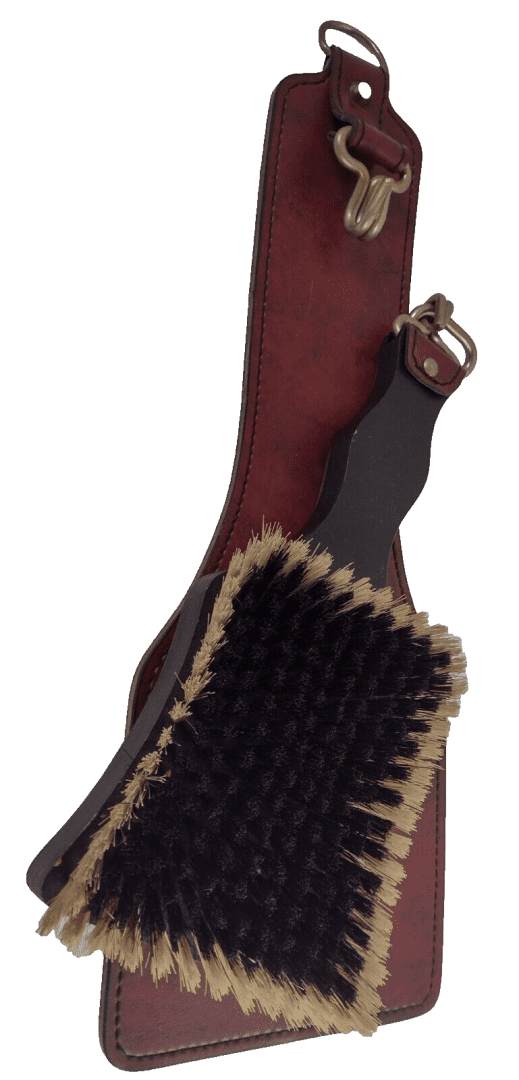 Large Grooming Brush / Rustic Clothes Brush With Leather Cover 43cm Vintage Rare Main Image