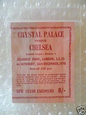 1970 Ticket Crystal Palace v Chelsea- 26th Dec 1970 -Boxing Day played Match Main Image