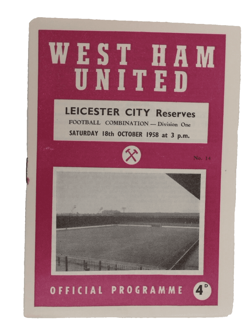 1958 West Ham Reserves v Leicester City Reserves 18th Oct Combination Match Main Image