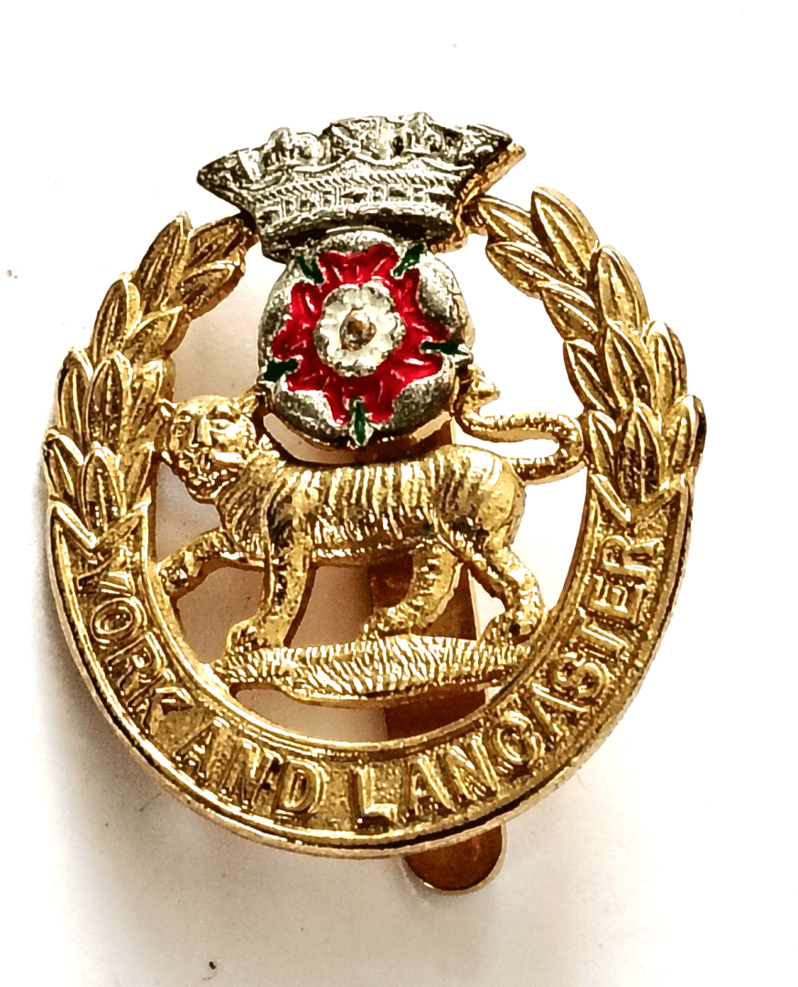 Genuine York & Lancaster Regiment Cap Badge Enamel Rose & Brass 2Parts Joined Main Image