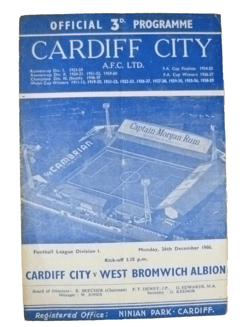 Football Programme Cardiff City v West Bromwich Albion 26th December 1960 Main Image