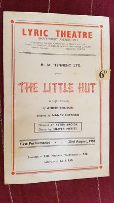THEATRE PROGRAMME THE LITTLE HUT ROBERT MORLEY JOAN TETZEL DAVID POWELL Main Image